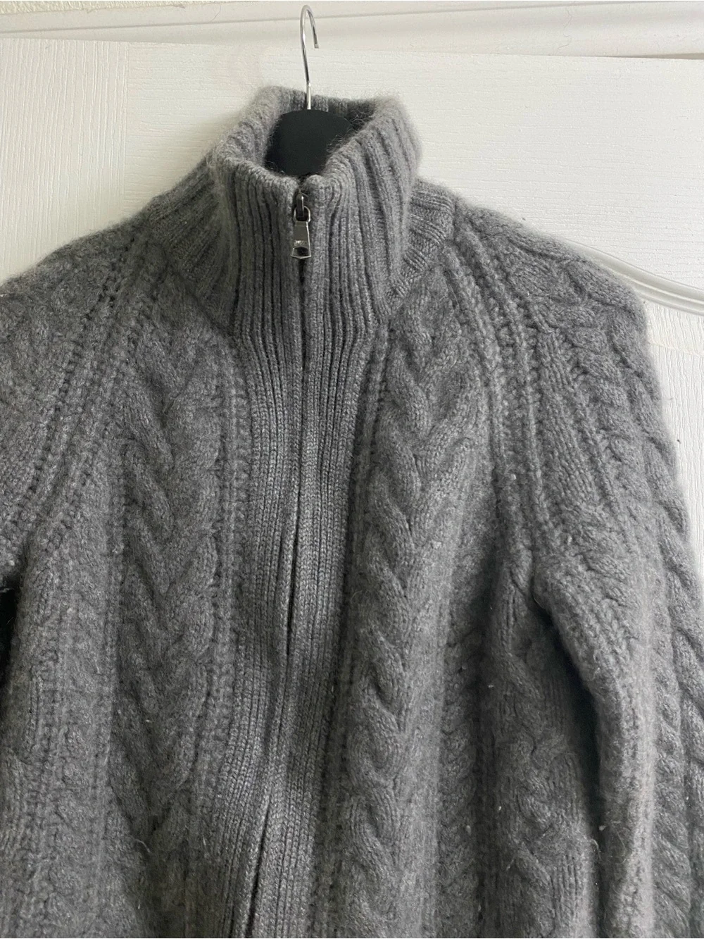 Banana Republic Todd & Duncan Scottish Cashmere Cable Knit Full Zip Sweater S